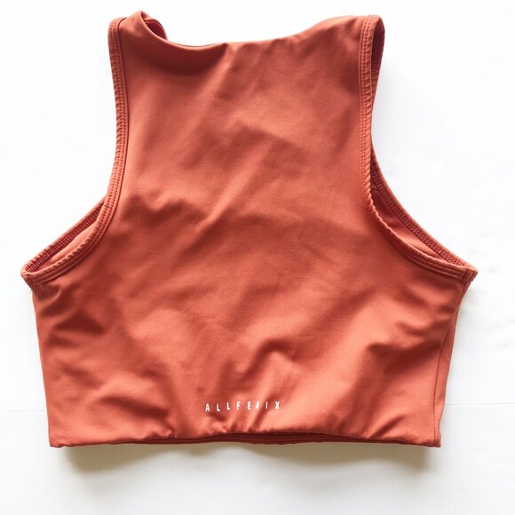 ALLFENIX Burnt Orange Crop Top Sports Bra Tank Womens Small - Picture 3 of 7